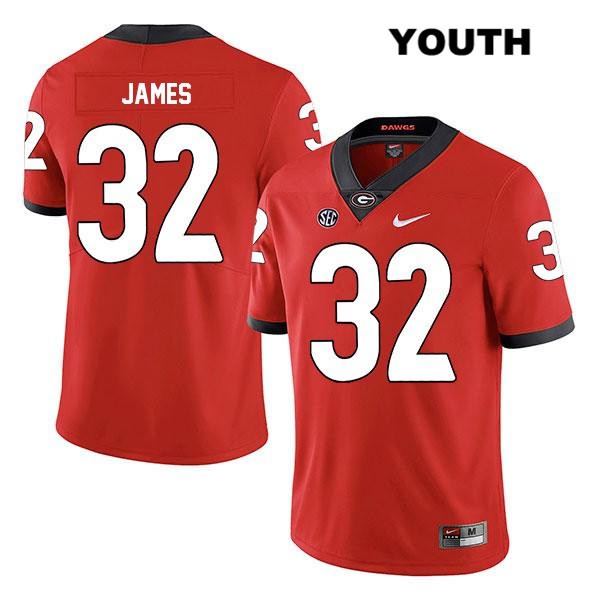 Georgia Bulldogs Youth Ty James #32 NCAA Legend Authentic Red Nike Stitched College Football Jersey IAM2856YH